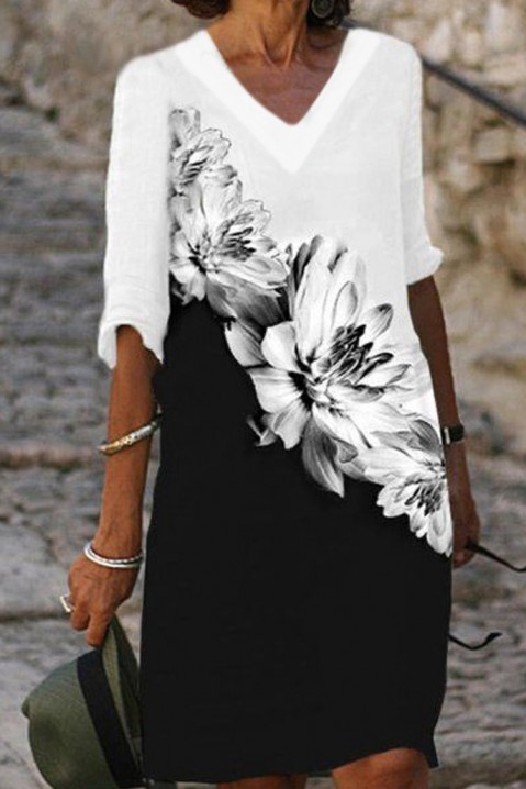 Фустан MERFELA, Боја: црна и бела, IVET.MK - Твојата онлајн продавница
