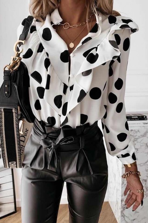 Женска кошула POKADA, Боја: бела со црна, IVET.MK - Твојата онлајн продавница