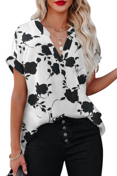 Женска блуза RAVORSA WHITE, Боја: бела со црна, IVET.MK - Твојата онлајн продавница