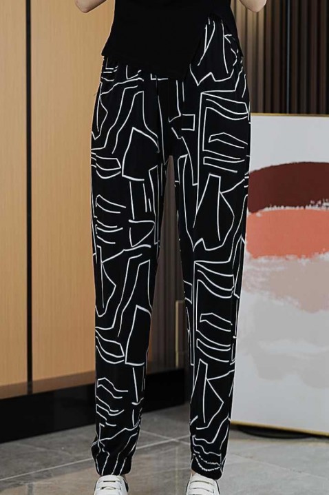Панталони ADORFA, Боја: црна со бела, IVET.MK - Твојата онлајн продавница
