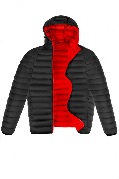 Машка јакна EVERET BLACK, Боја: црна со црвена, IVET.MK - Твојата онлајн продавница