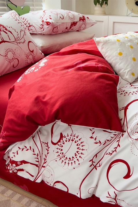 Дупла постелнина GANILTA 200x220 cm, Боја: бела со црвена, IVET.MK - Твојата онлајн продавница