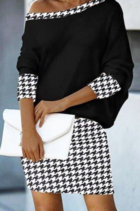 Фустан FAMROHA, Боја: црна и бела, IVET.MK - Твојата онлајн продавница