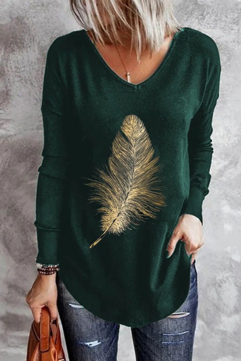 Женска блуза FERINDA GREEN, Боја: зелена, IVET.MK - Твојата онлајн продавница