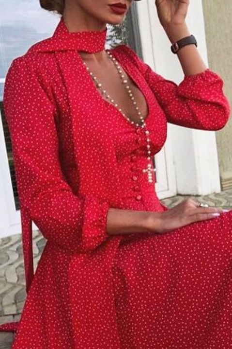 Фустан DELOFA, Боја: црвена, IVET.MK - Твојата онлајн продавница