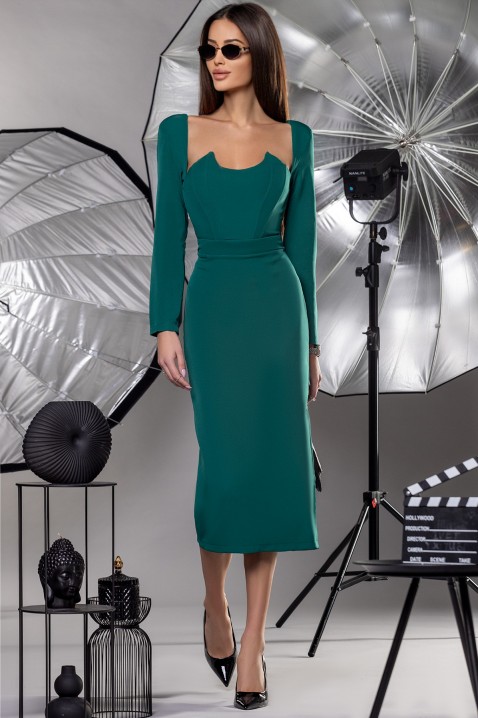 Фустан HERMENISA GREEN, Боја: зелена, IVET.MK - Твојата онлајн продавница