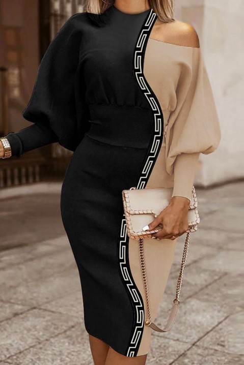 Фустан MOFINA, Боја: црна и екру, IVET.MK - Твојата онлајн продавница