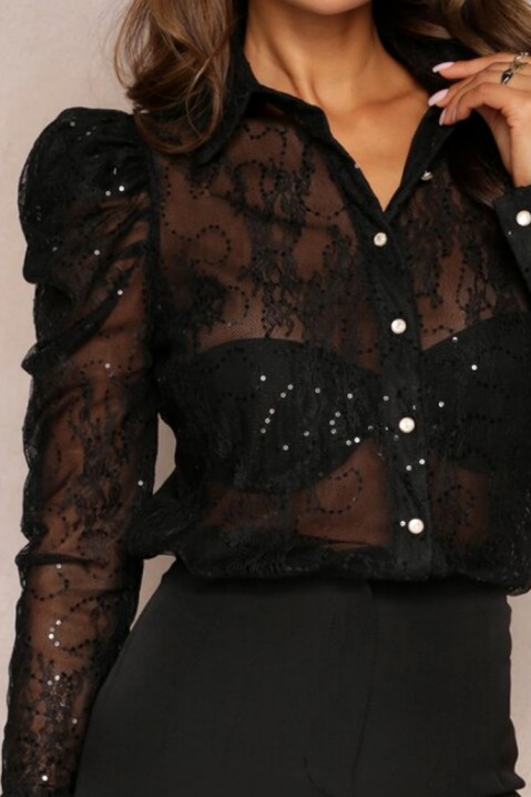Женска кошула SEMORINA, Боја: црна, IVET.MK - Твојата онлајн продавница