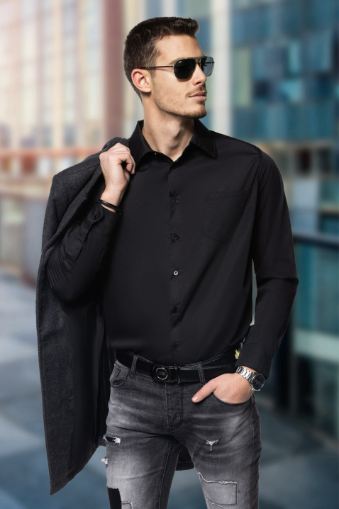 Машка кошула MALTIVO BLACK, Боја: црна, IVET.MK - Твојата онлајн продавница