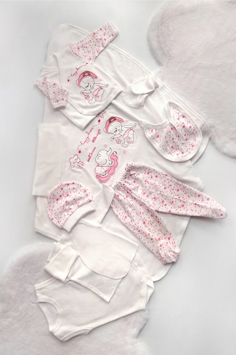 Комплет за новороденчиња од 10 парчиња CAMITRI PINK, Боја: бела со розова, IVET.MK - Твојата онлајн продавница