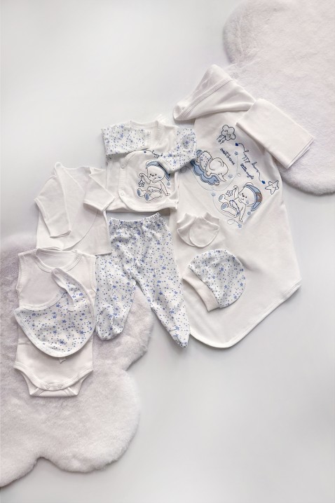 Комплет за новороденчиња од 10 парчиња CAMITRI SKY, Боја: сина и бела, IVET.MK - Твојата онлајн продавница
