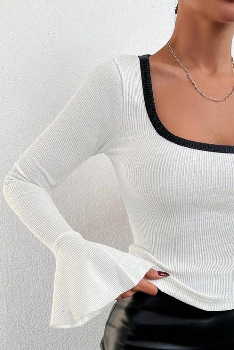 Женска блуза LINDETA WHITE, Боја: бела со црна, IVET.MK - Твојата онлајн продавница