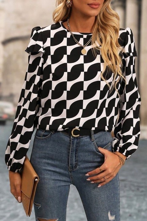 Женска блуза DOMILPERA, Боја: црна и бела, IVET.MK - Твојата онлајн продавница