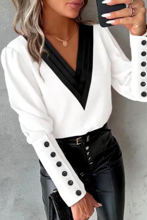 Женска блуза ROMILSA WHITE, Боја: црна и бела, IVET.MK - Твојата онлајн продавница