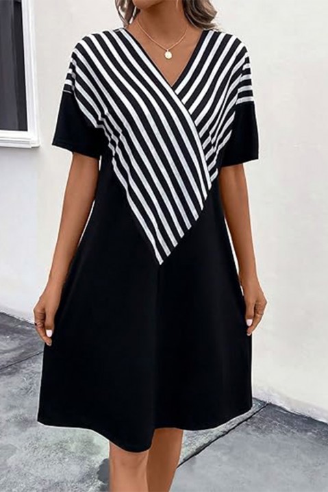 Фустан NELMONFA, Боја: црна и бела, IVET.MK - Твојата онлајн продавница