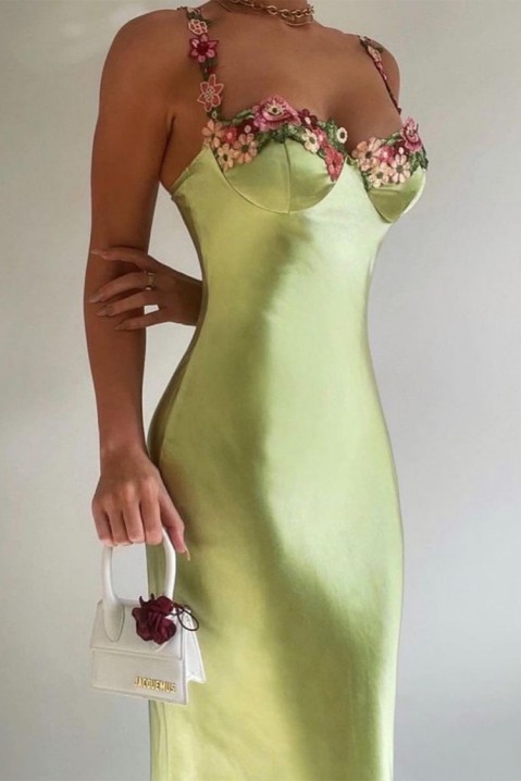Фустан DROEFOLA, Боја: зелена, IVET.MK - Твојата онлајн продавница