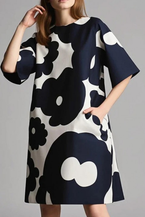 Фустан DERMOLFA, Боја: црна и бела, IVET.MK - Твојата онлајн продавница