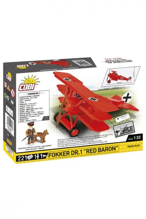 Конструктор COBI авион Fokker Dr.1 Red Baron - 221 деловиIVET.MK - Твојата онлајн продавница