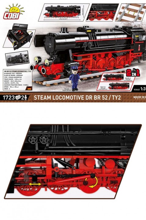 Конструктор Cobi локомотива Steam Locomotive DR BR 52/TY2 - 172 парчињаIVET.MK - Твојата онлајн продавница