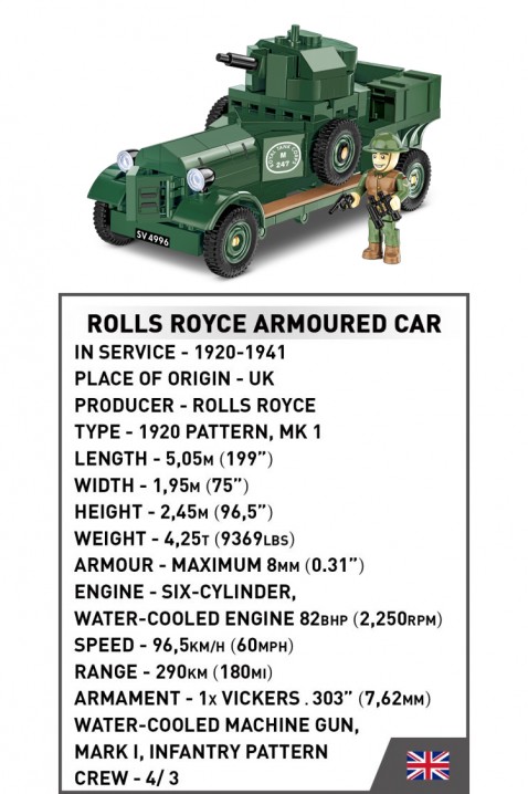 Конструктор Cobi автомобил Rolls Royce Armored Car - делови 267IVET.MK - Твојата онлајн продавница