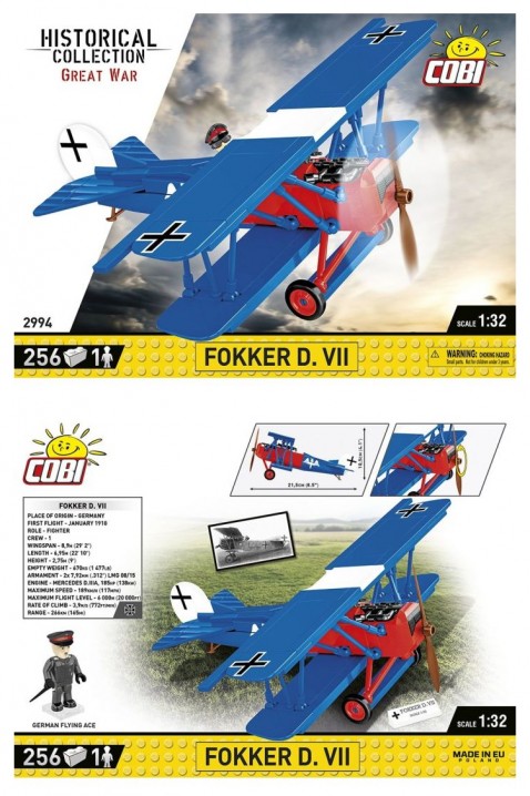 Конструктор Cobi авион Fokker D. VII - делови 256IVET.MK - Твојата онлајн продавница