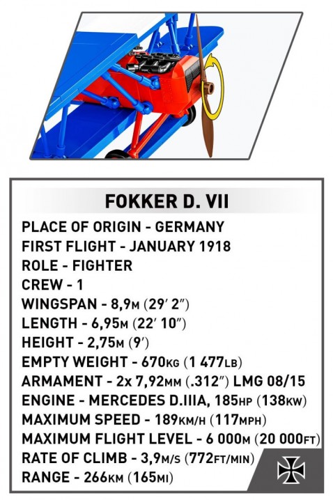Конструктор Cobi авион Fokker D. VII - делови 256IVET.MK - Твојата онлајн продавница