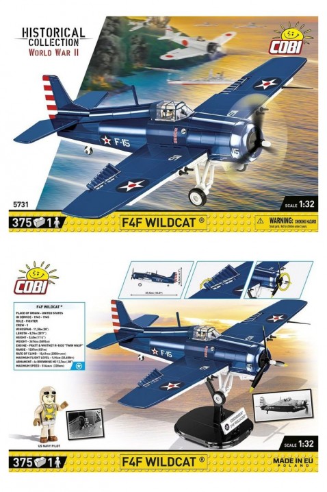Конструктор Cobi авион F4F Wildcat - делови 375IVET.MK - Твојата онлајн продавница