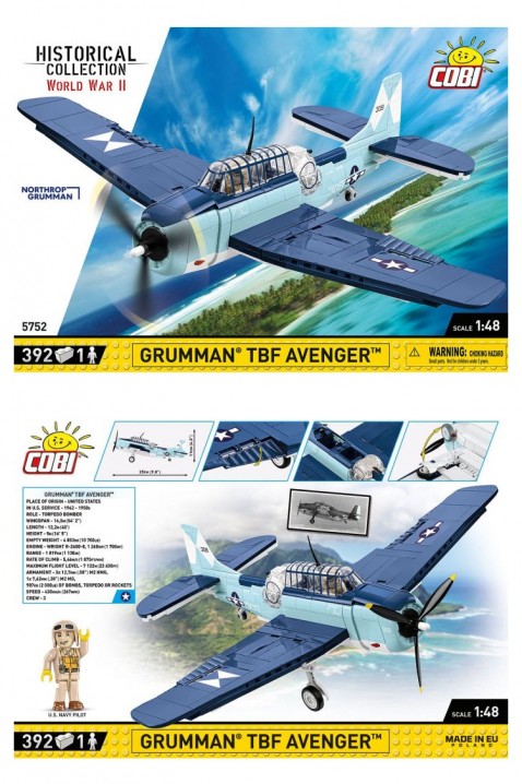 Конструктор Cobi авион Grumman TBF Avenger - делови 392IVET.MK - Твојата онлајн продавница