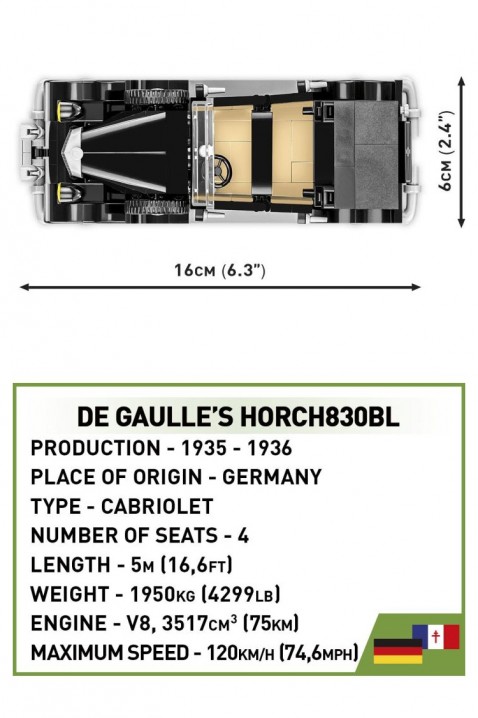 Конструктор Cobi автомобил De Gaulle's Horch830BL - 24 парчињаIVET.MK - Твојата онлајн продавница