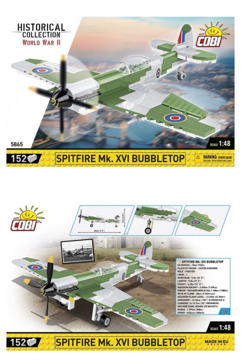 Конструктор Cobi авион т Spitfire Mk. XVI Bubbletop - 152 парчињаIVET.MK - Твојата онлајн продавница
