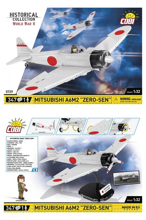 Конструктор Cobi борец Mitsubishi A6M2 „Zero“ - делови 347IVET.MK - Твојата онлајн продавница