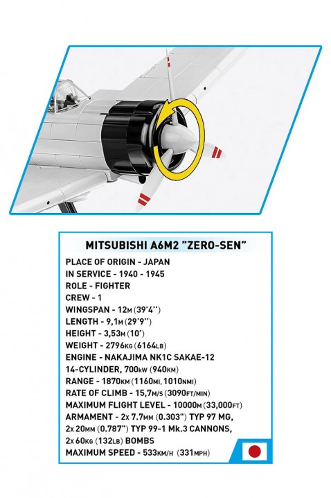 Конструктор Cobi борец Mitsubishi A6M2 „Zero“ - делови 347IVET.MK - Твојата онлајн продавница