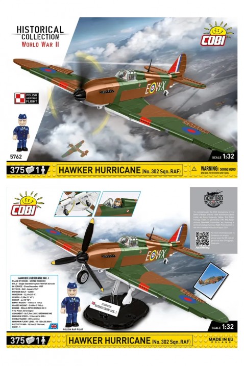 Конструктор Cobi авион Hawker Hurricane - делови 375IVET.MK - Твојата онлајн продавница