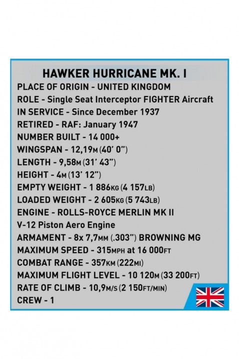 Конструктор Cobi авион Hawker Hurricane - делови 375IVET.MK - Твојата онлајн продавница